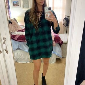 Green and Black Flannel Tunic/Dress